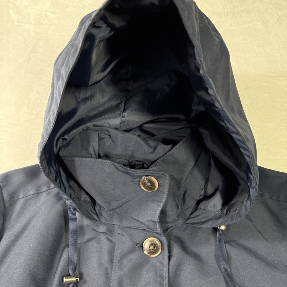 Lands End Jacket Womens Small Blue Hooded Waterproof Lightweight Button Full Zip - Picture 3 of 10